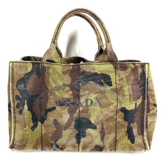 Prada Handbag Logo Canapa Canvas Green