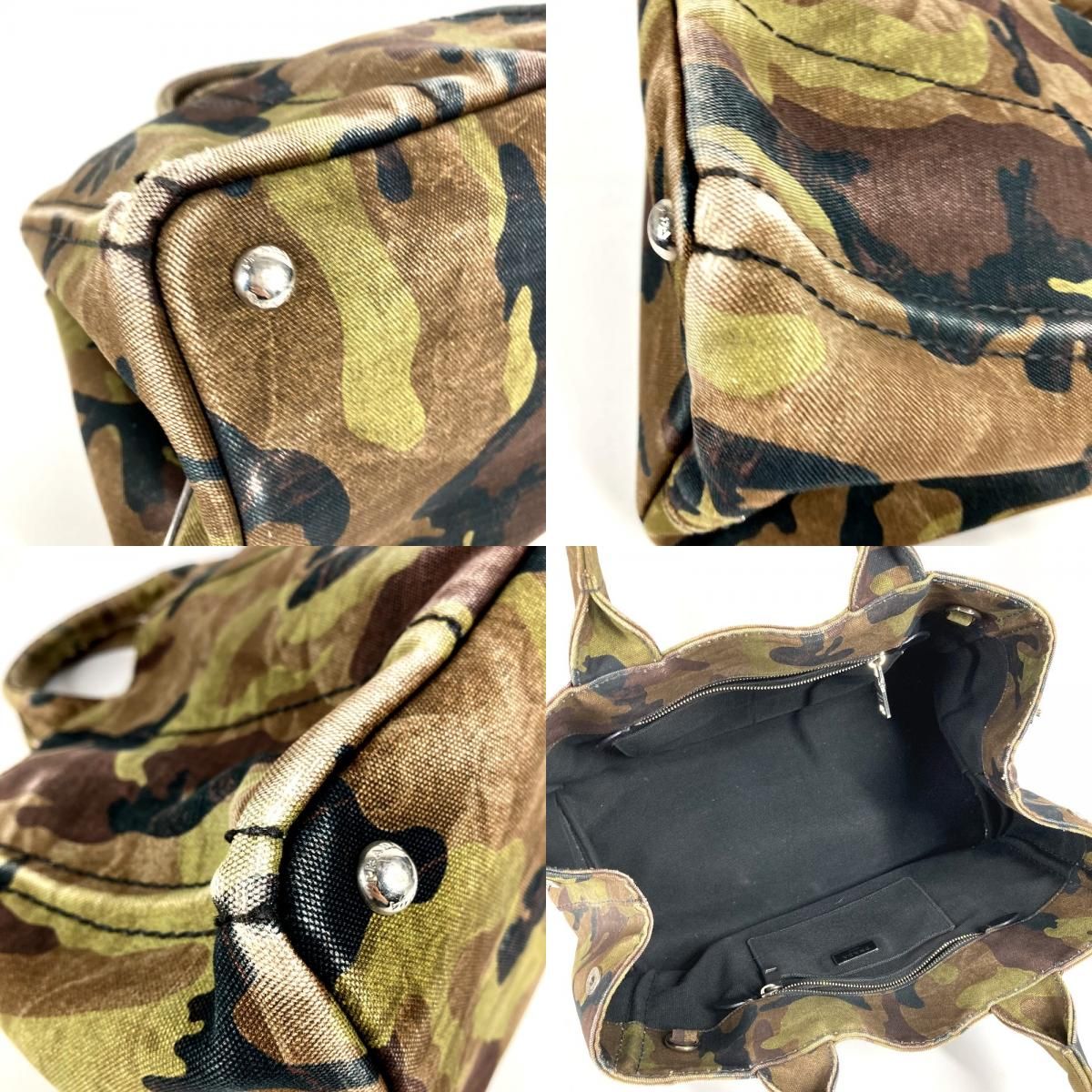 Prada Handbag Logo Canapa Canvas Green — view 8