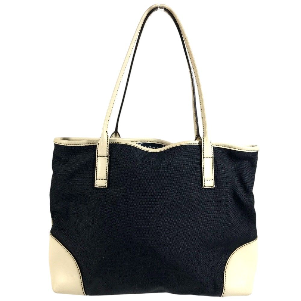 Gucci Shoulder Bag Logo Leather Canvas Navy