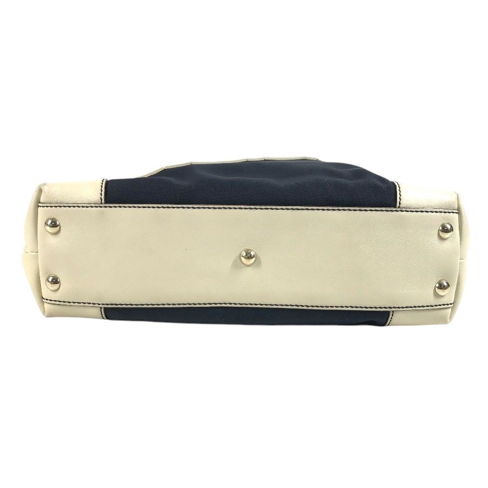 Gucci Shoulder Bag Logo Leather Canvas Navy — view 2