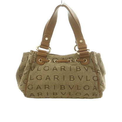 Bvlgari Logo Mania Handbag Canvas Leather Brown — view 2