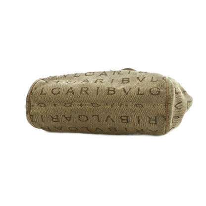 Bvlgari Logo Mania Handbag Canvas Leather Brown — view 4
