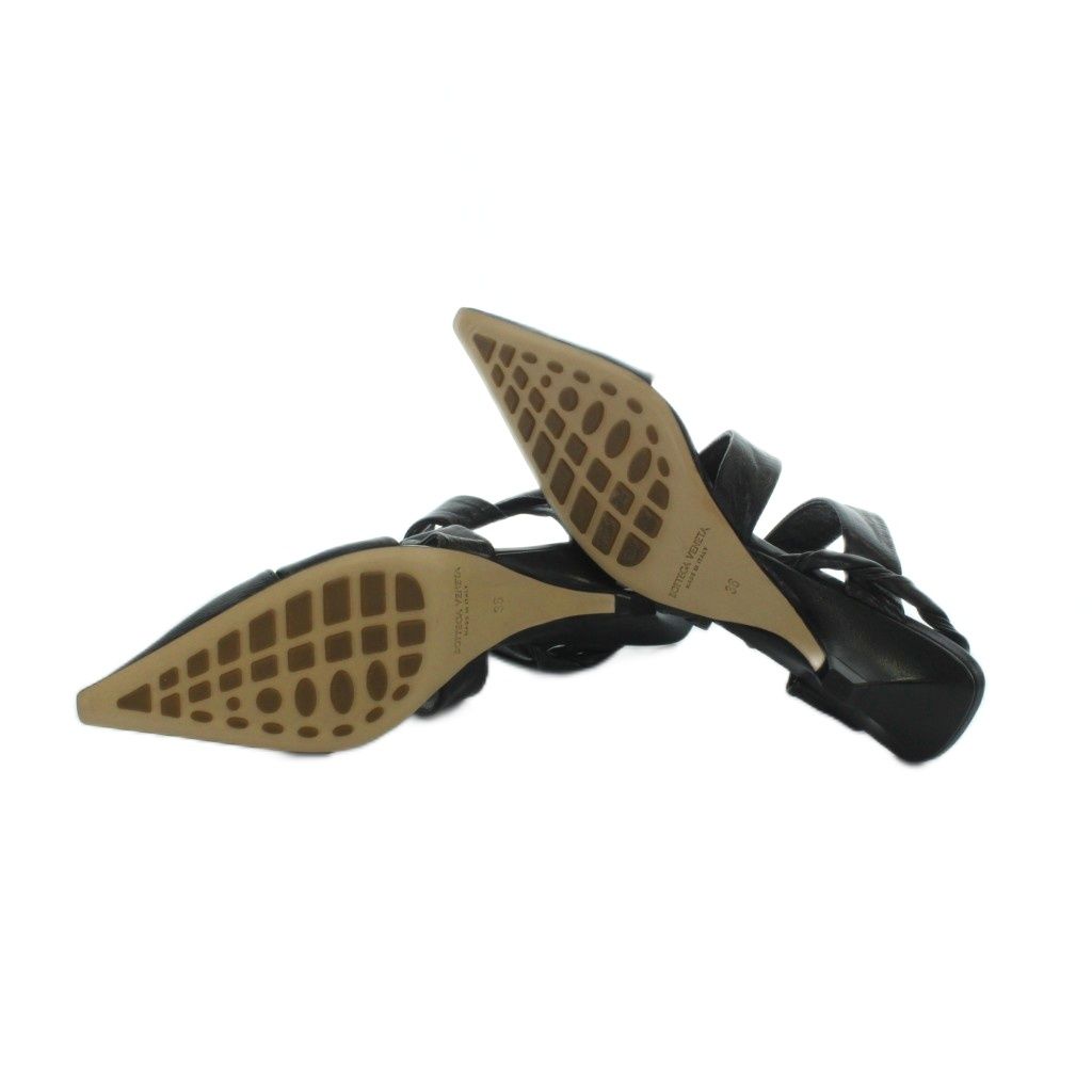 Bottega Veneta Sandals Pointed Toe Leather Logo Black 36 — view 6