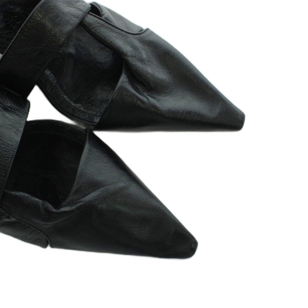 Bottega Veneta Sandals Pointed Toe Leather Logo Black 36 — view 3