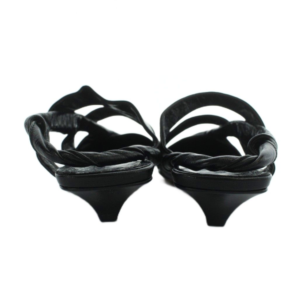 Bottega Veneta Sandals Pointed Toe Leather Logo Black 36 — view 5