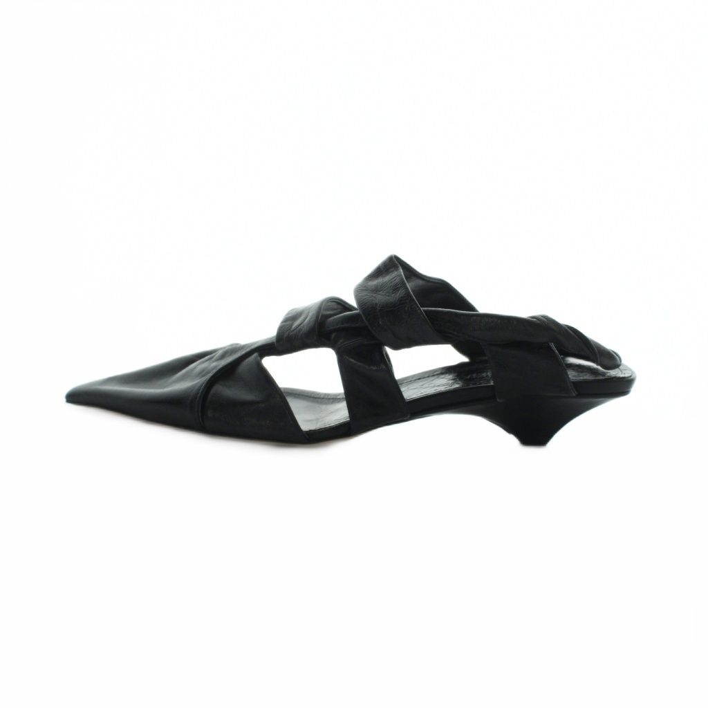Bottega Veneta Sandals Pointed Toe Leather Logo Black 36 — view 2