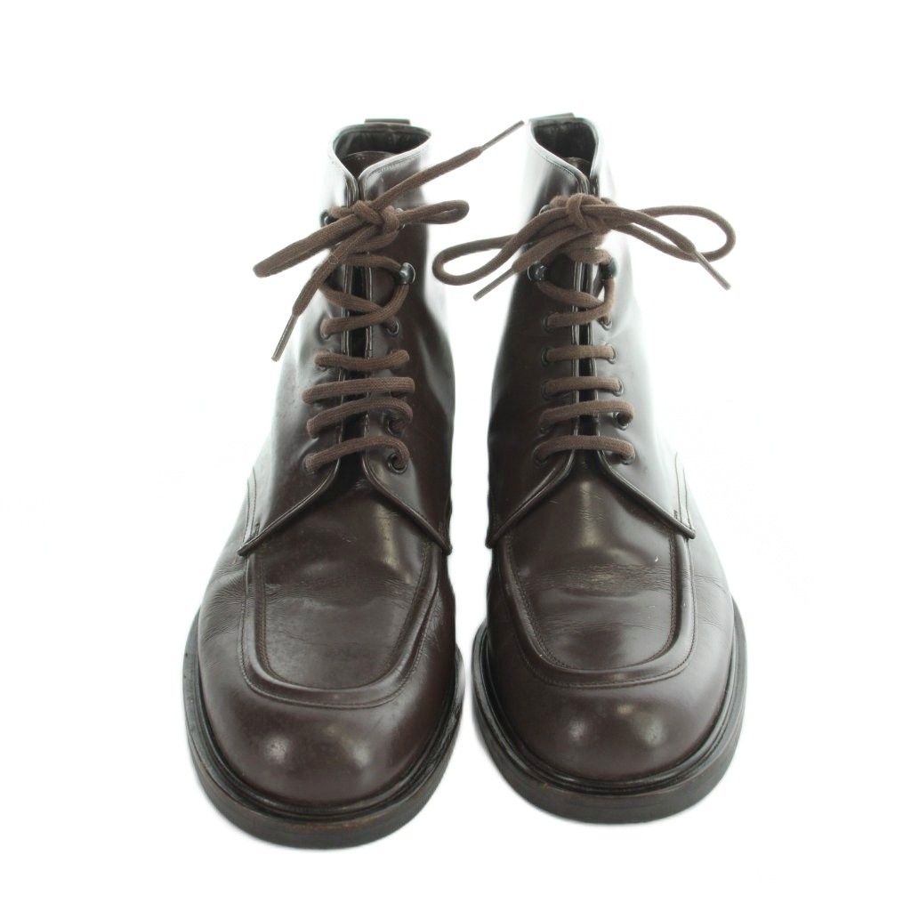 Gucci Short Boots Leather Round Toe Logo Brown 36 — view 2