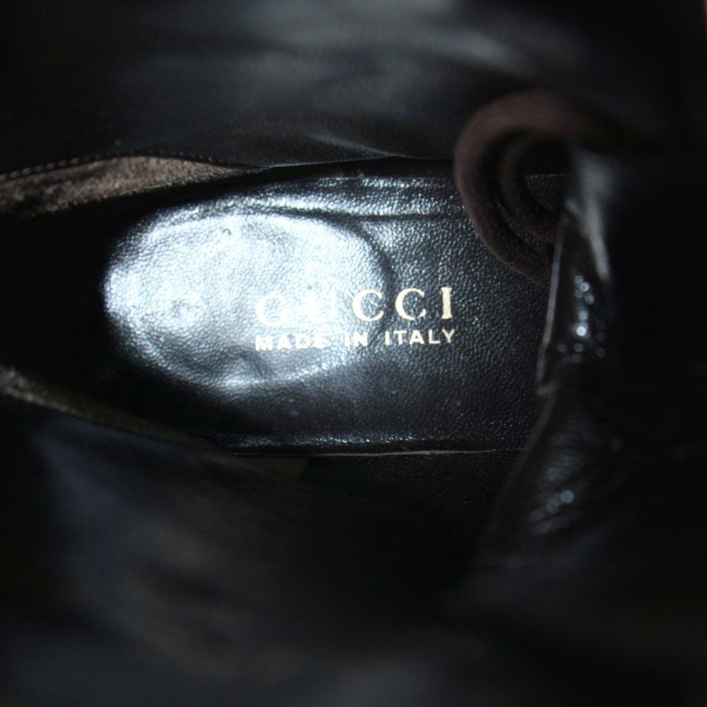 Gucci Short Boots Leather Round Toe Logo Brown 36 — view 7