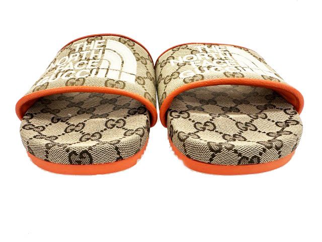 Gucci the North Face Collaboration GG Supreme Canvas Slide Sandals Brown 40 — view 3