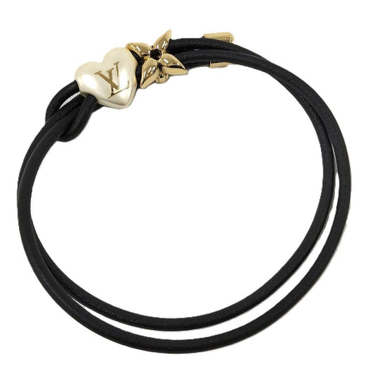 Louis Vuitton Bracelet LV Blue Pearl Heart Leather Gold Black