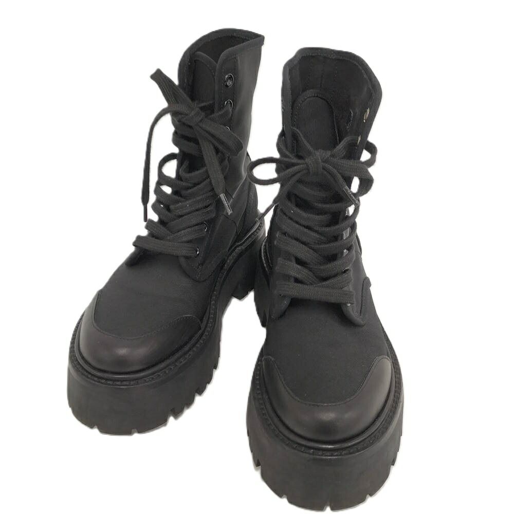 Celine Balki Boots Triomphe Nylon Canvas Black