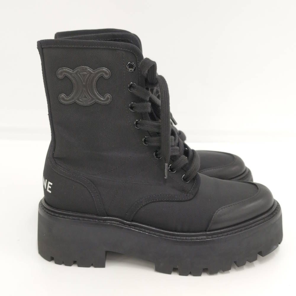 Celine Balki Boots Triomphe Nylon Canvas Black — view 3