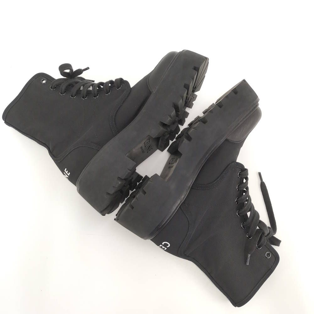 Celine Balki Boots Triomphe Nylon Canvas Black — view 4