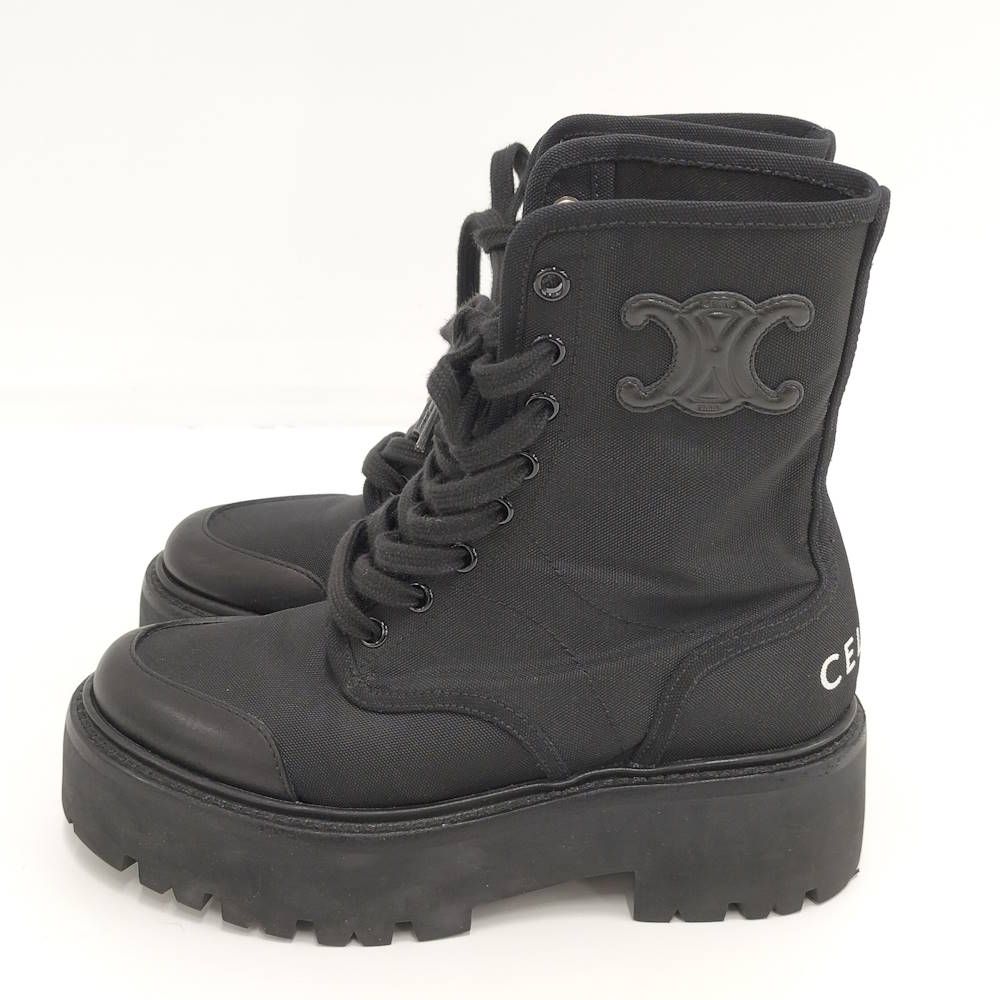 Celine Balki Boots Triomphe Nylon Canvas Black — view 2