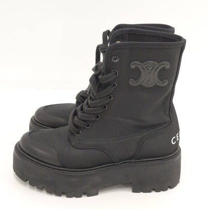Celine Balki Boots Triomphe Nylon Canvas Black — view 2