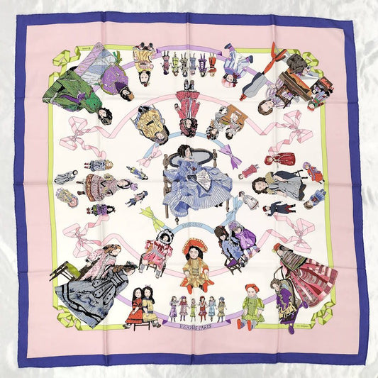 Hermes Scarf Carre 90 Hello Dolly Multicolor Pink
