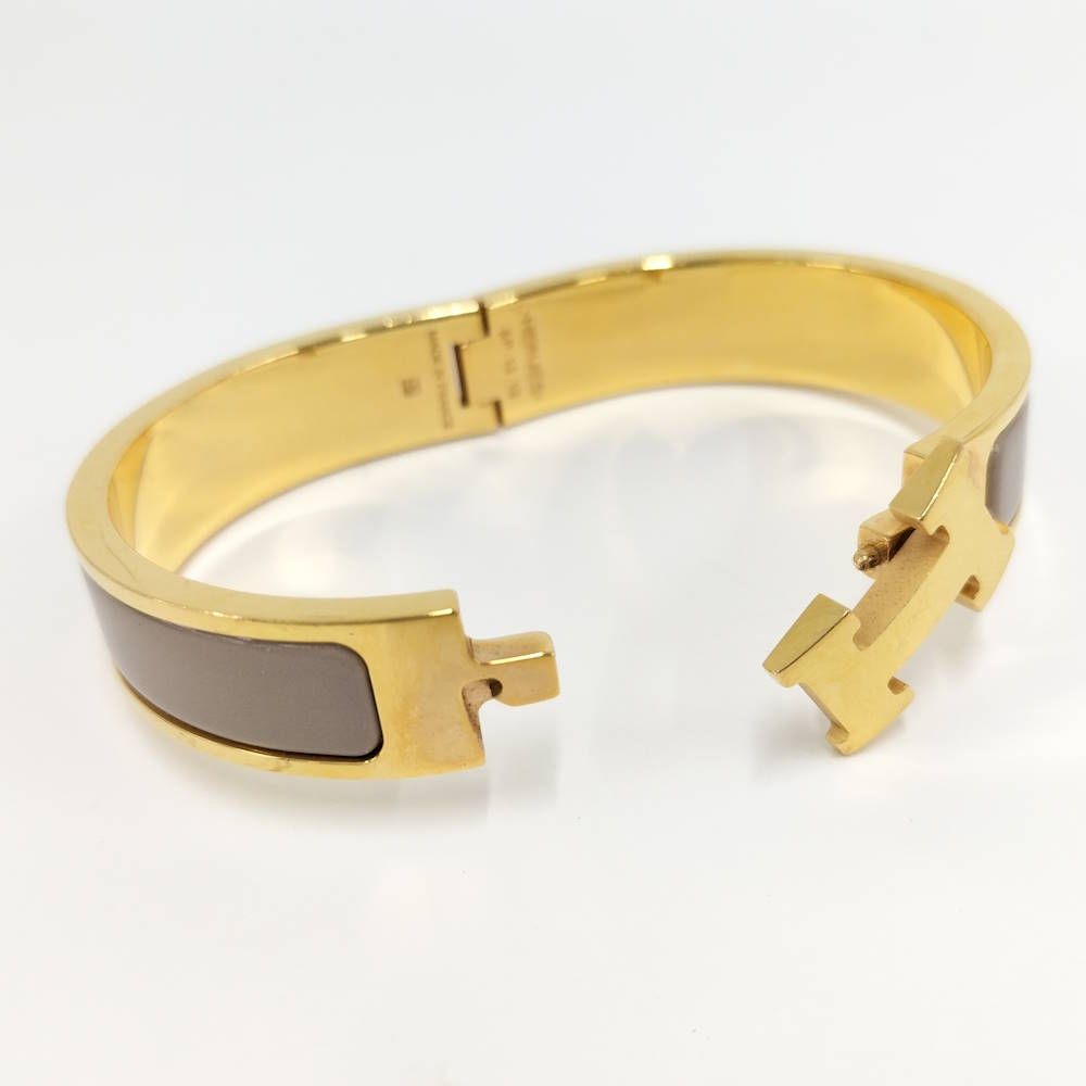 Hermes Clic Clac Bracelet Plated Gold Gray — view 7