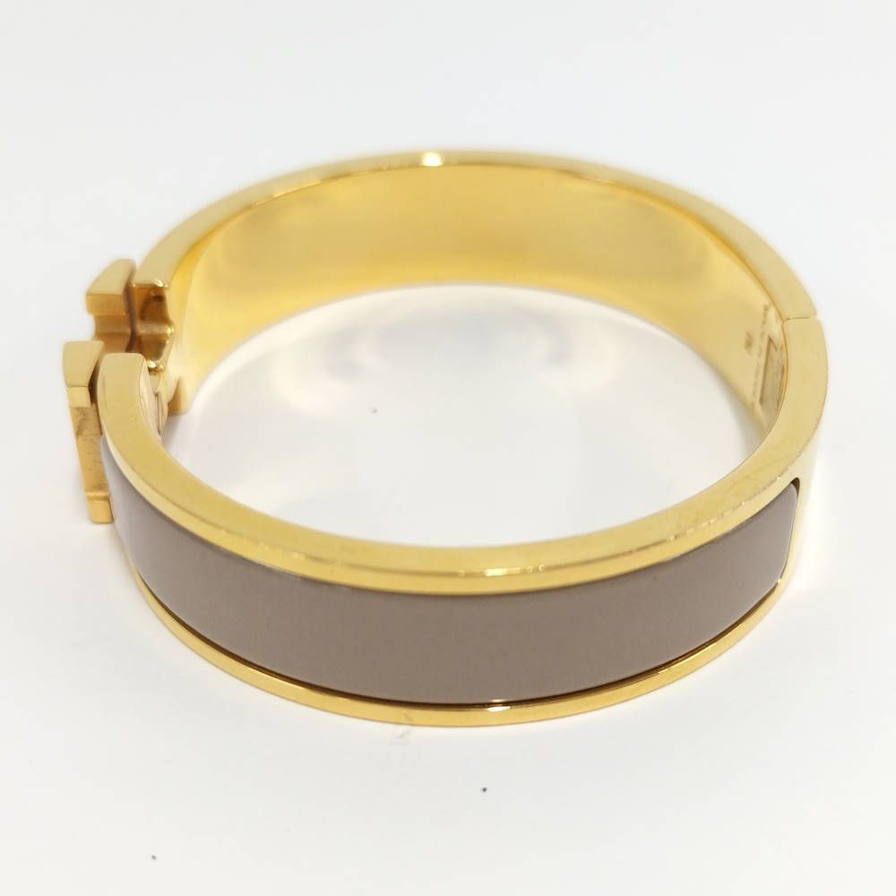 Hermes Clic Clac Bracelet Plated Gold Gray — view 2