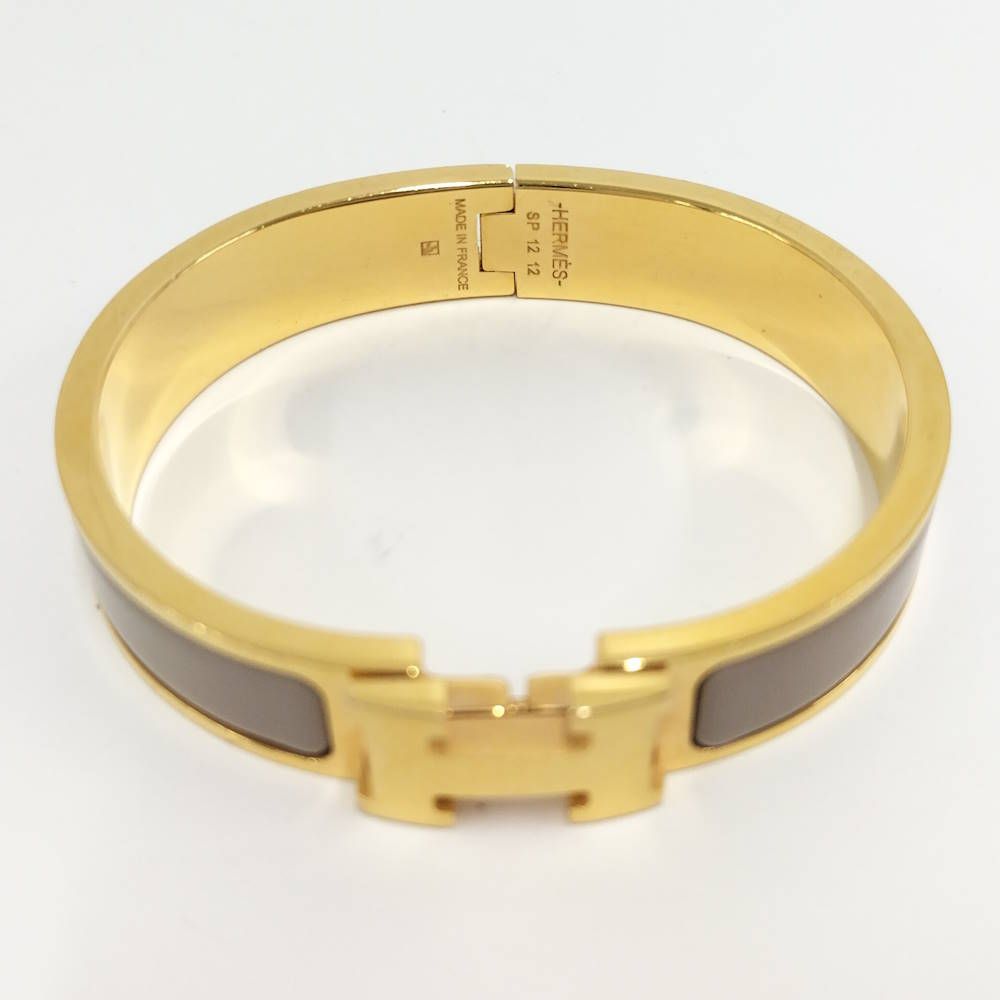 Hermes Clic Clac Bracelet Plated Gold Gray — view 6