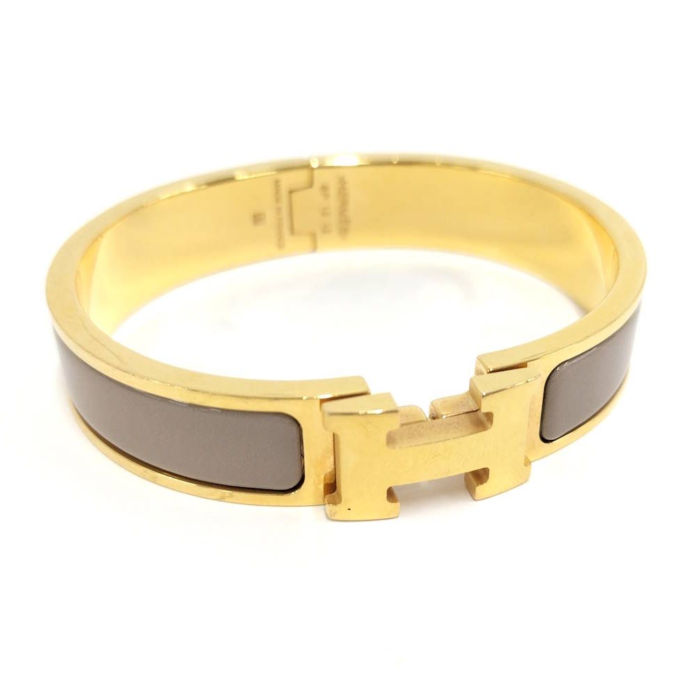 Hermes Clic Clac Bracelet Plated Gold Gray