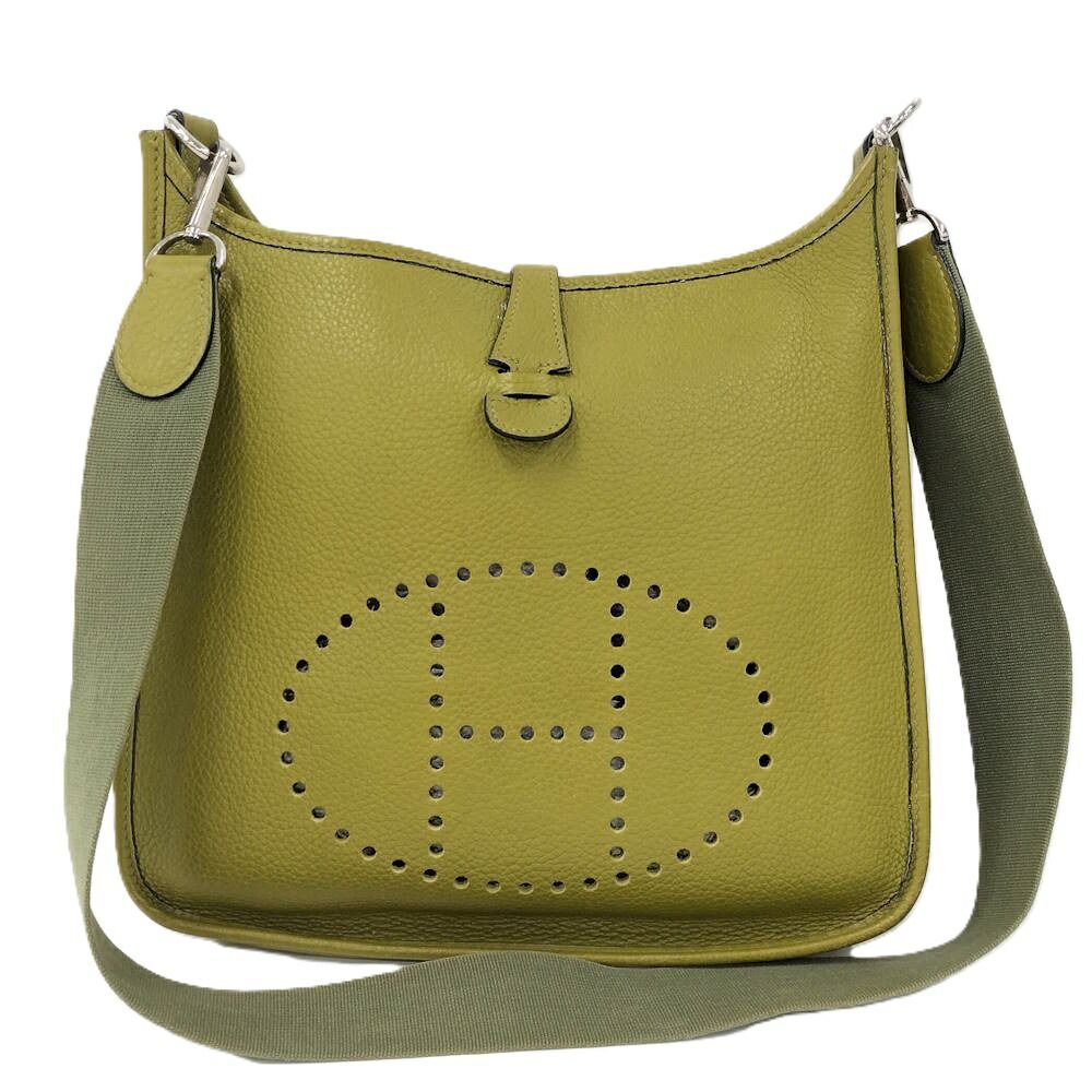 Hermes Evelyne Anise Green Silver Taurillon Clemence Shoulder Bag