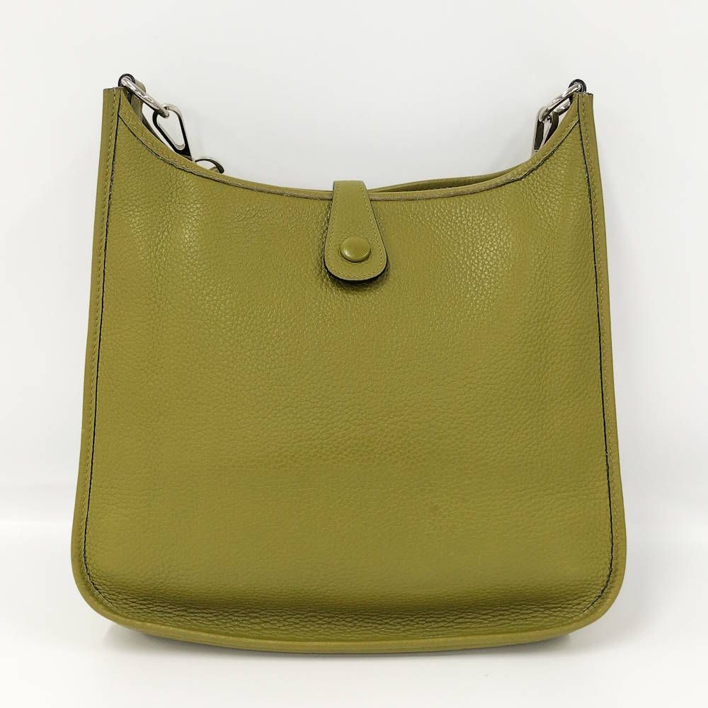 Hermes Evelyne Anise Green Silver Taurillon Clemence Shoulder Bag — view 2