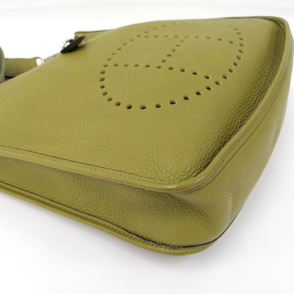 Hermes Evelyne Anise Green Silver Taurillon Clemence Shoulder Bag — view 3