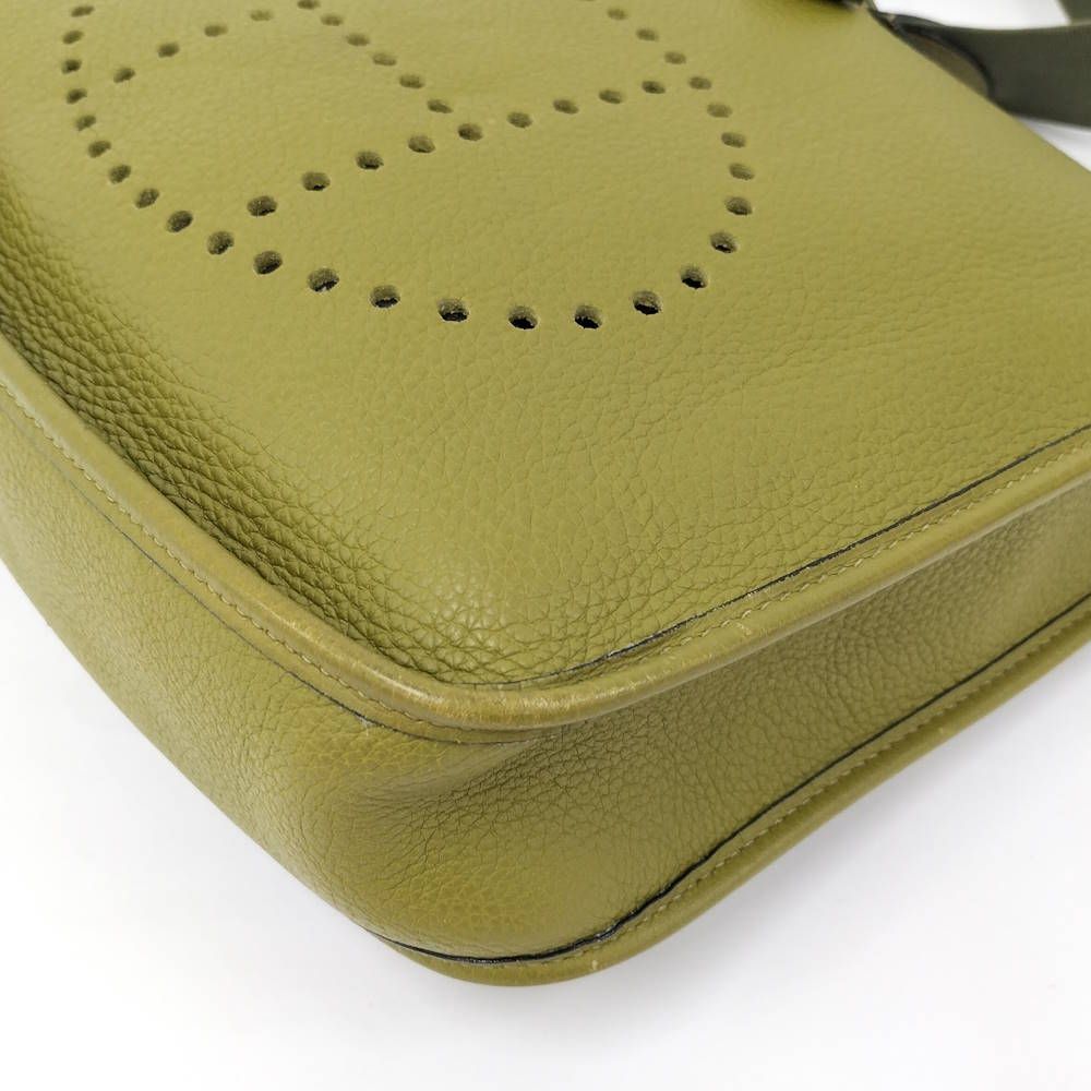 Hermes Evelyne Anise Green Silver Taurillon Clemence Shoulder Bag — view 4