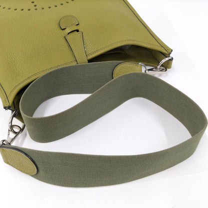 Hermes Evelyne Anise Green Silver Taurillon Clemence Shoulder Bag — view 6