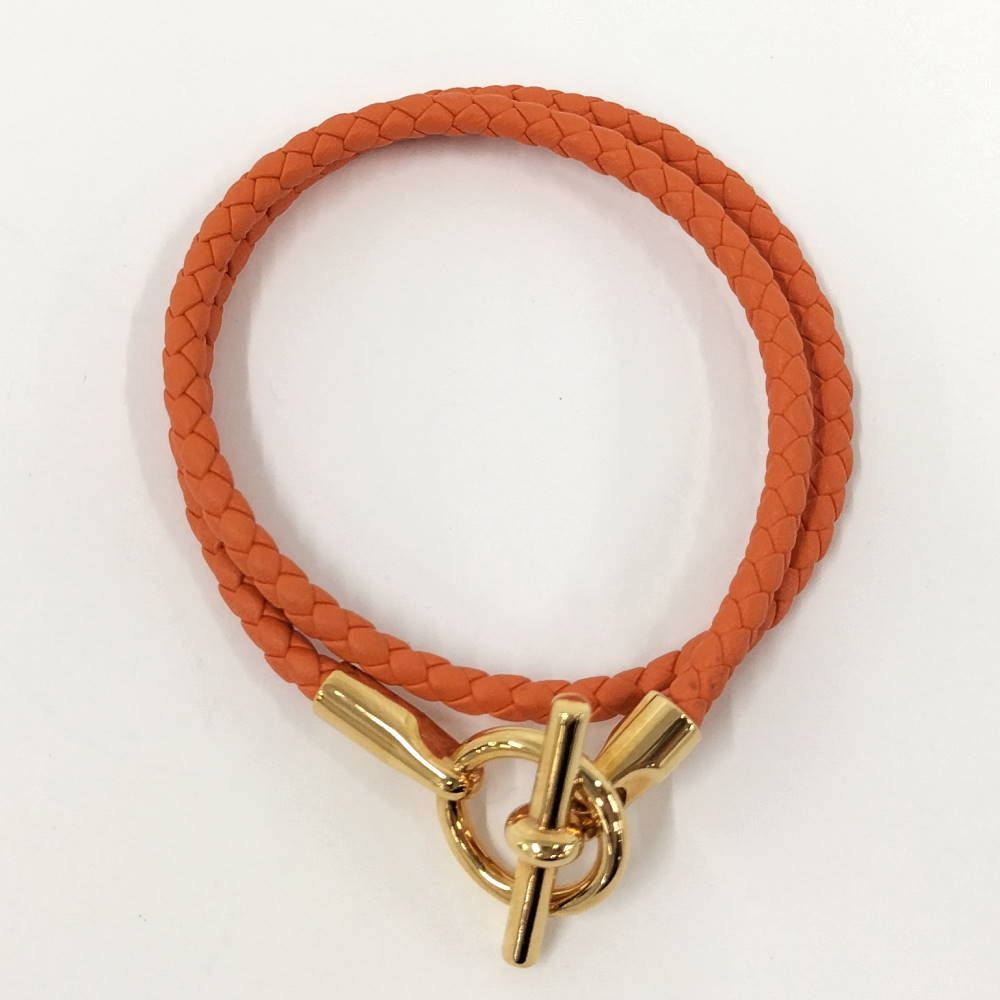 Hermes Glenan Double Tour Bracelet Orange Gold — view 2