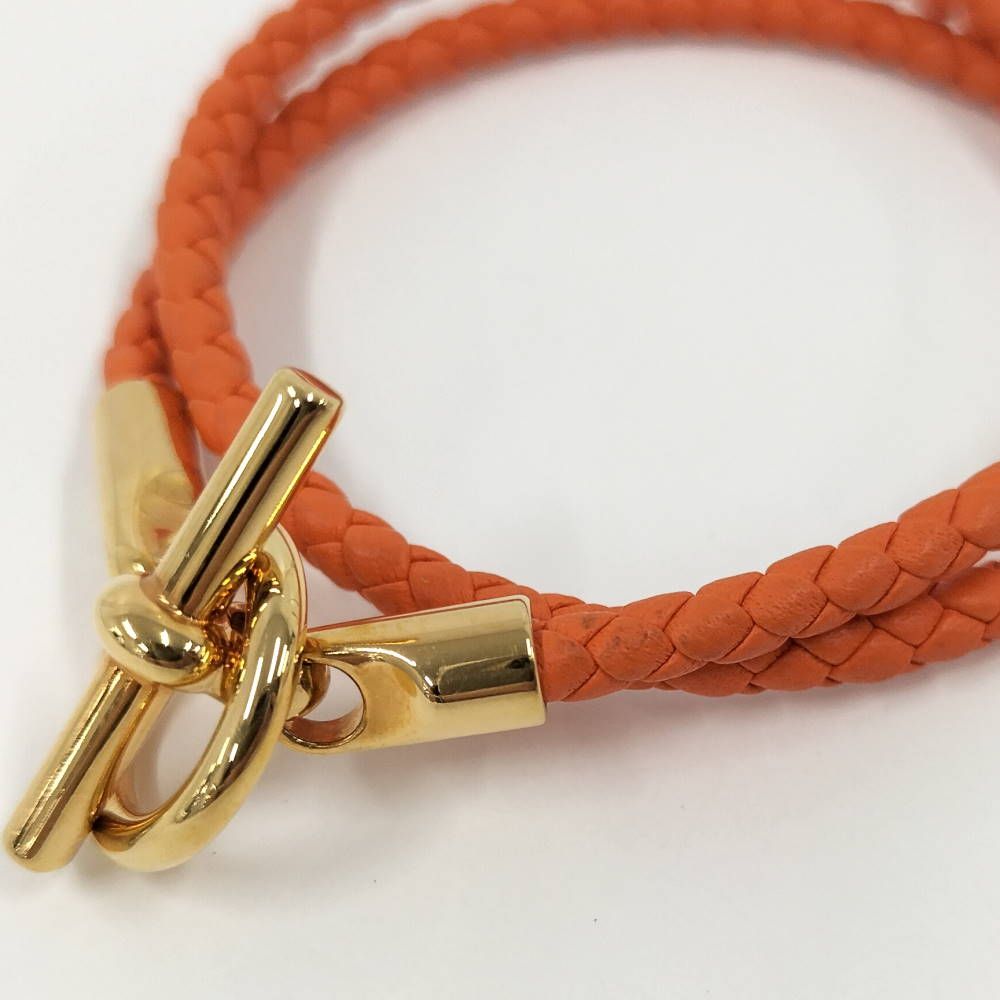 Hermes Glenan Double Tour Bracelet Orange Gold — view 5