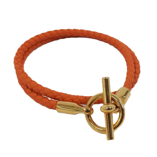 Hermes Glenan Double Tour Bracelet Orange Gold