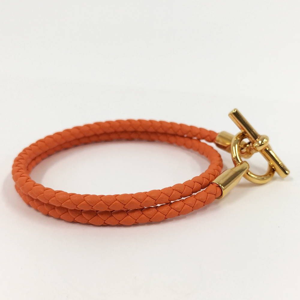 Hermes Glenan Double Tour Bracelet Orange Gold — view 4