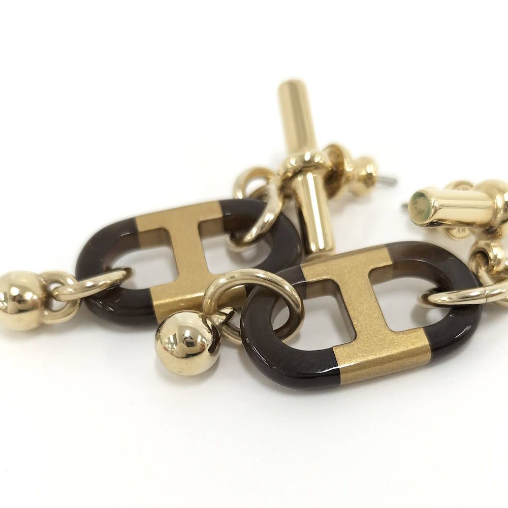 Hermes Surmer Earrings Buffalo Horn Gold Plated — view 4