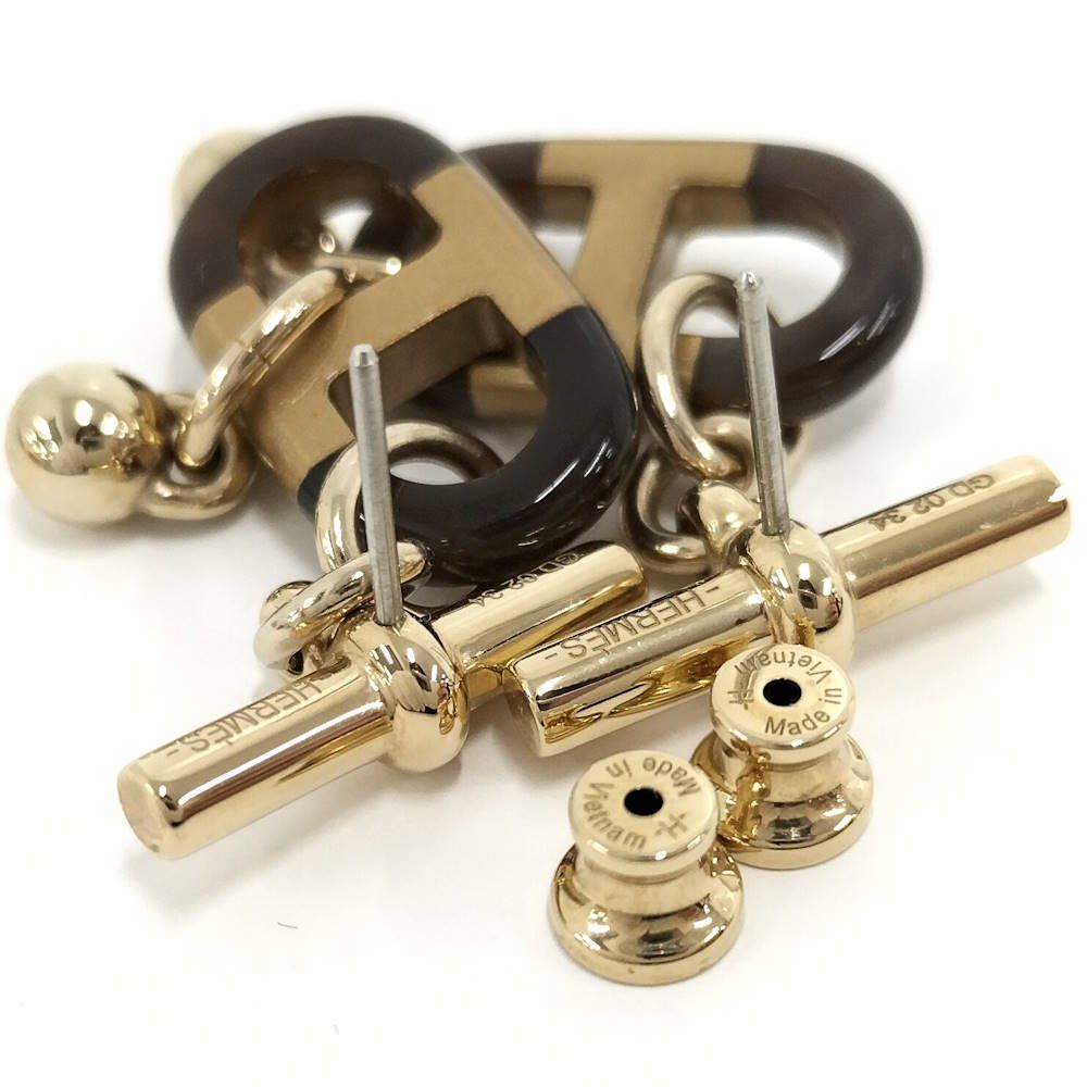 Hermes Surmer Earrings Buffalo Horn Gold Plated — view 7