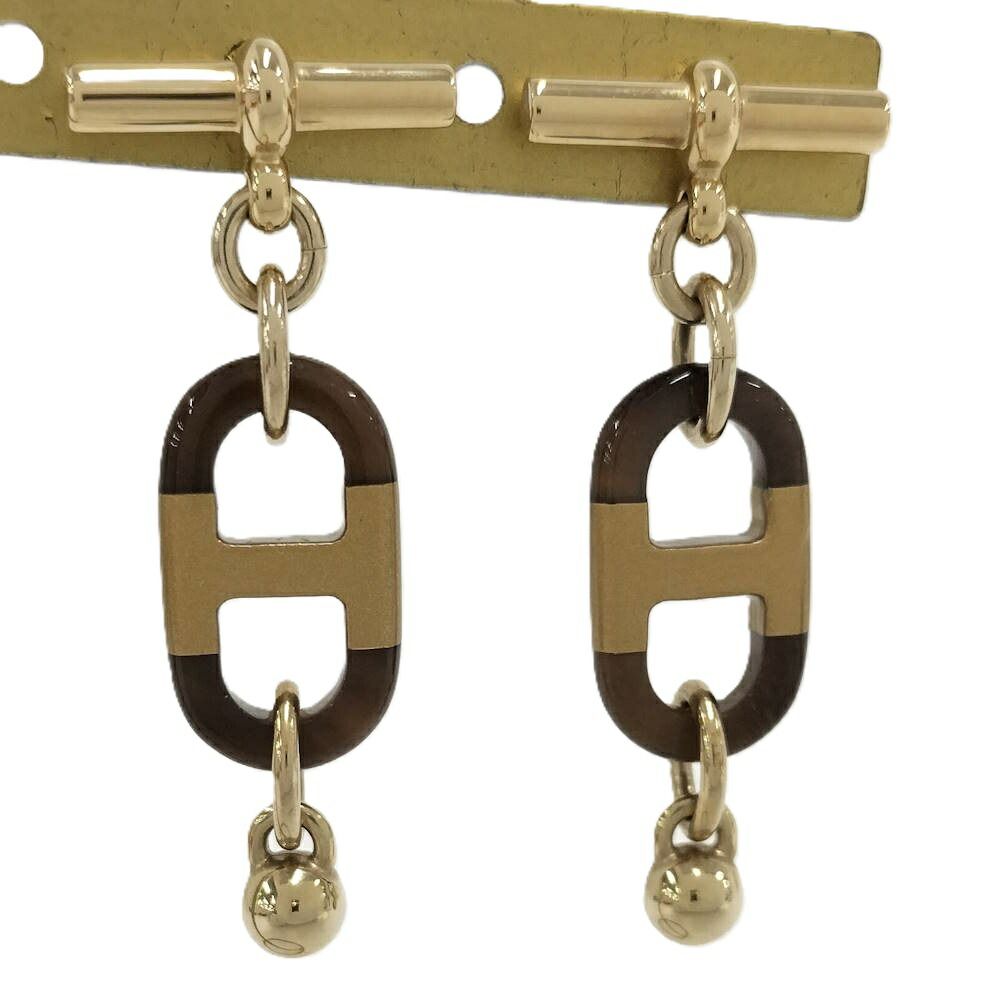 Hermes Surmer Earrings Buffalo Horn Gold Plated