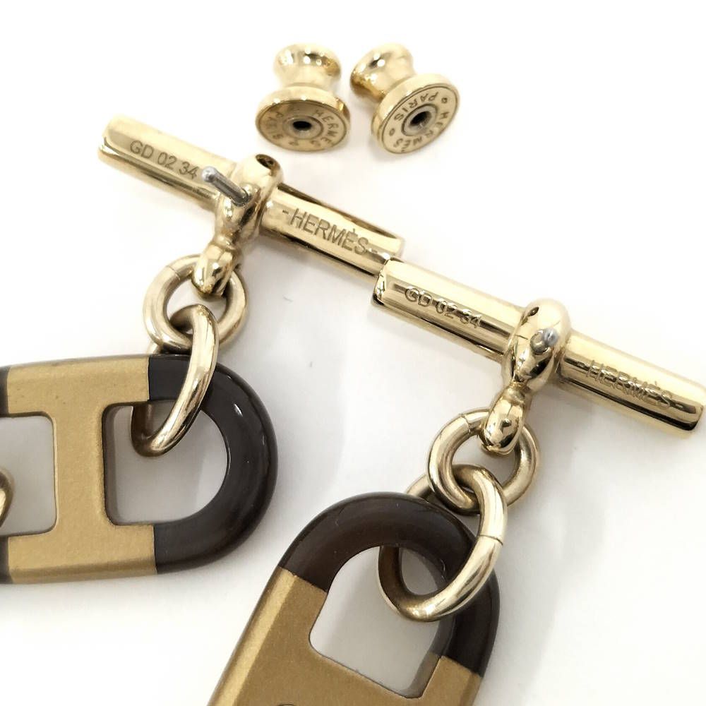 Hermes Surmer Earrings Buffalo Horn Gold Plated — view 6