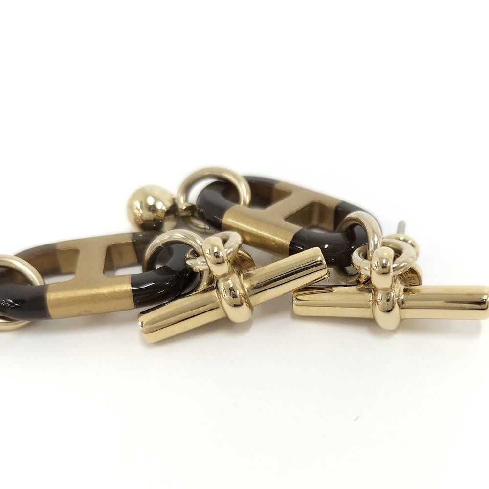 Hermes Surmer Earrings Buffalo Horn Gold Plated — view 5