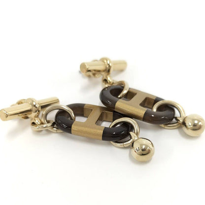 Hermes Surmer Earrings Buffalo Horn Gold Plated — view 3
