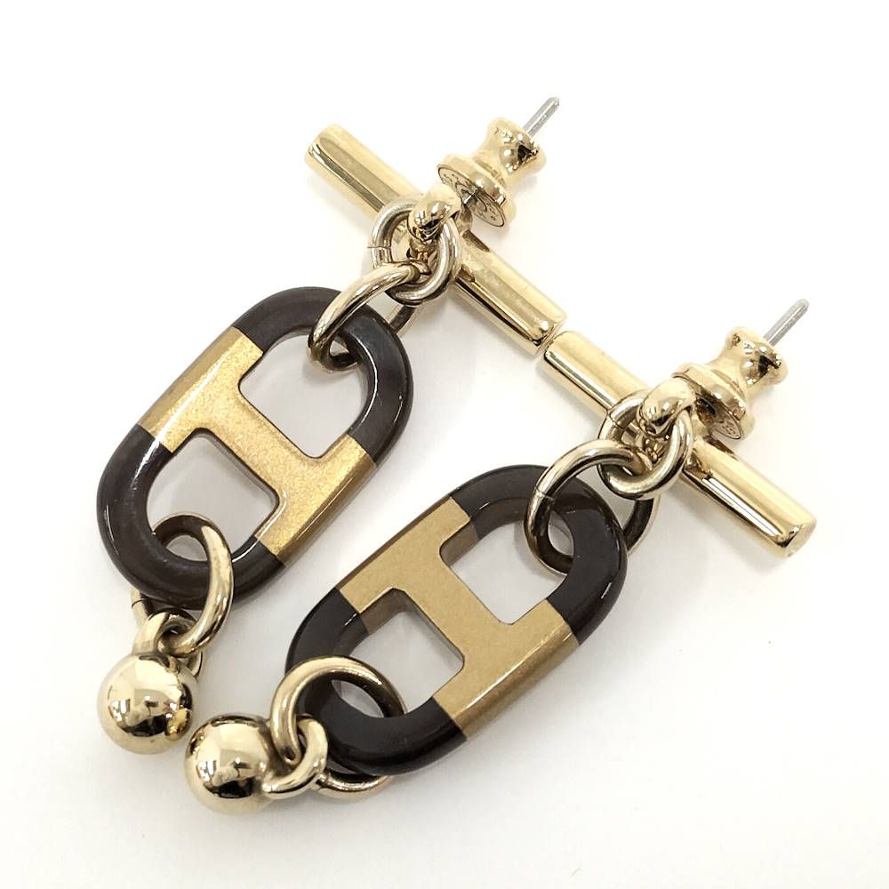 Hermes Surmer Earrings Buffalo Horn Gold Plated — view 2