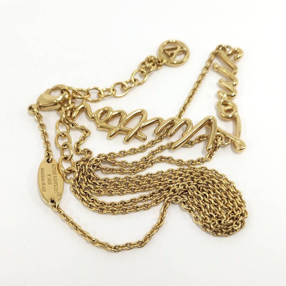 Louis Vuitton Necklace LV Script Plated Gold — view 5