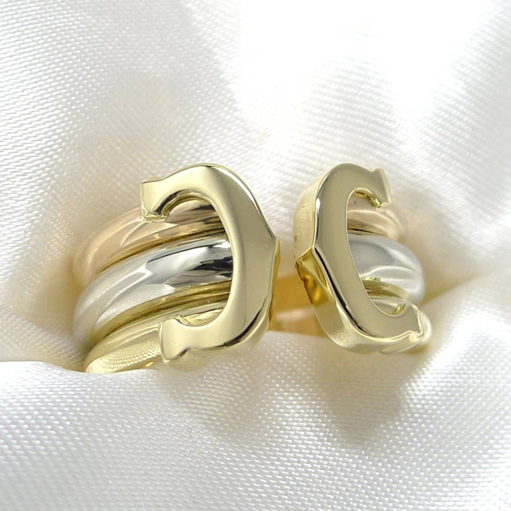 Cartier 2C Ring YG PG 18K White Gold Trinity