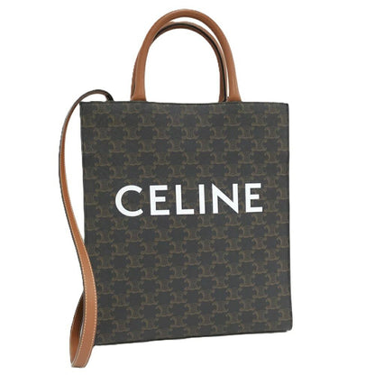 Celine 2-Way Shoulder Bag Tote Triomphe Small Bartical Cabas Brown