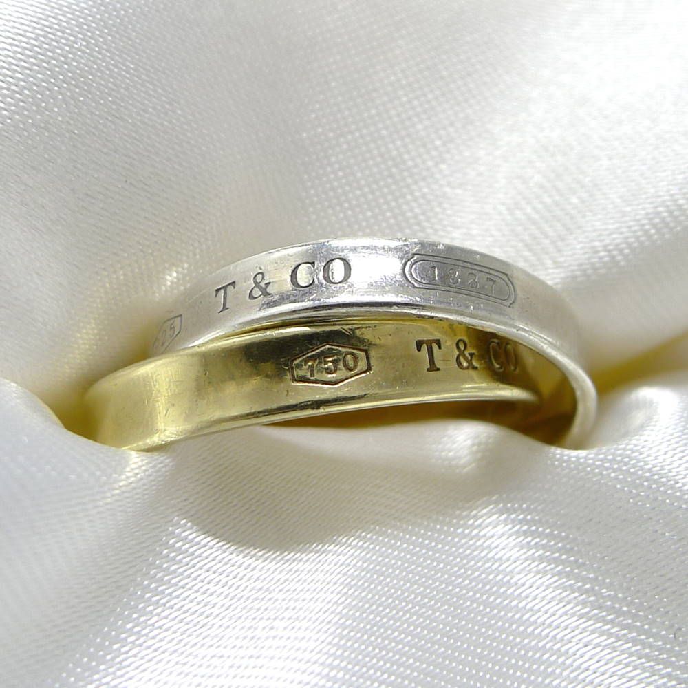 Tiffany & Co 1837 Circle Ring 18K Yellow Gold Silver