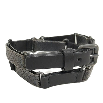 Bottega Veneta Bracelet Leather Black Silver