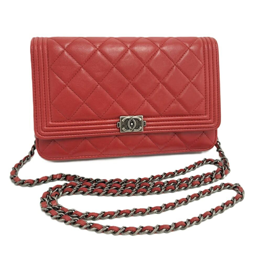 Chanel Boy Chain Wallet Lambskin Shoulder Bag