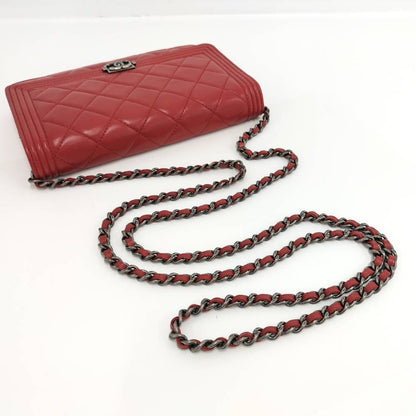 Chanel Boy Chain Wallet Lambskin Shoulder Bag — view 4