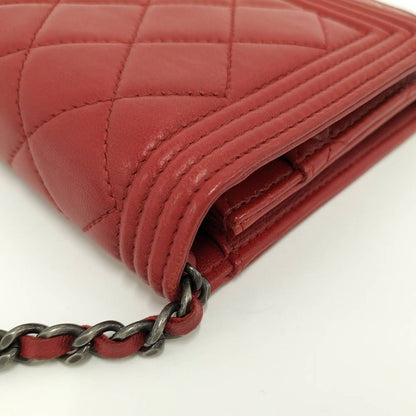 Chanel Boy Chain Wallet Lambskin Shoulder Bag — view 5