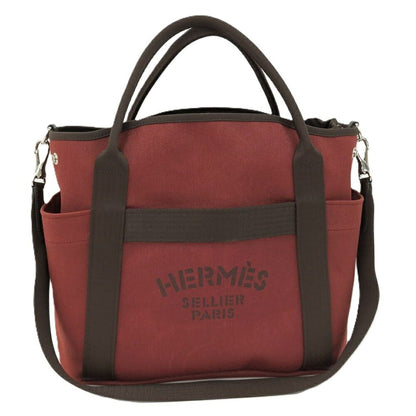 Hermes Sac de Panthere 2-Way Bag Canvas Bordeaux