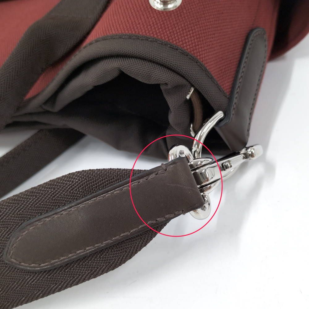 Hermes Sac de Panthere 2-Way Bag Canvas Bordeaux — view 6